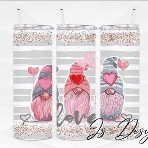 Valentine's Day love Gnomes gray & pink 20 oz skinny Tumbler